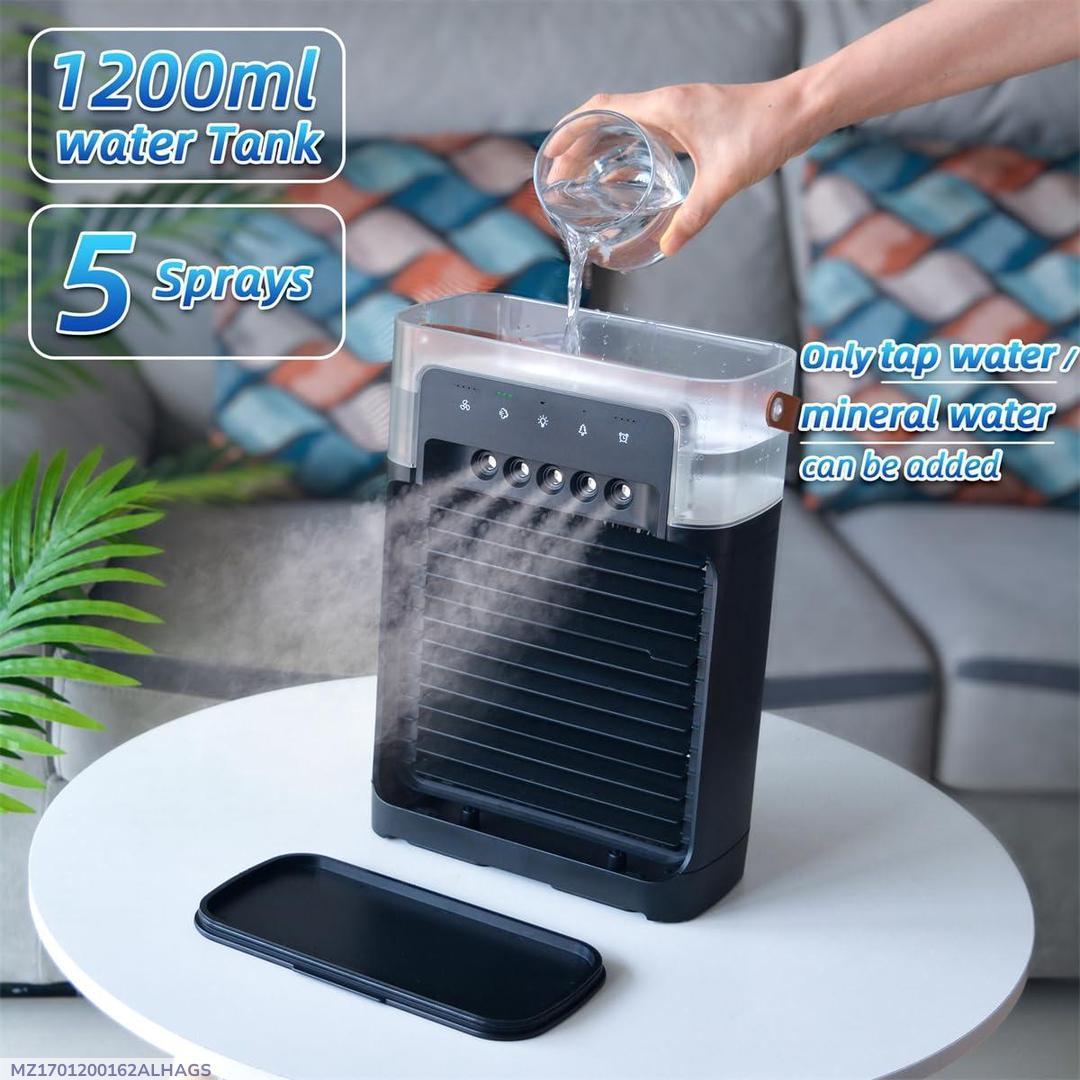 Mini Air Cooler 1200ml Water Tank 5 Sprays White