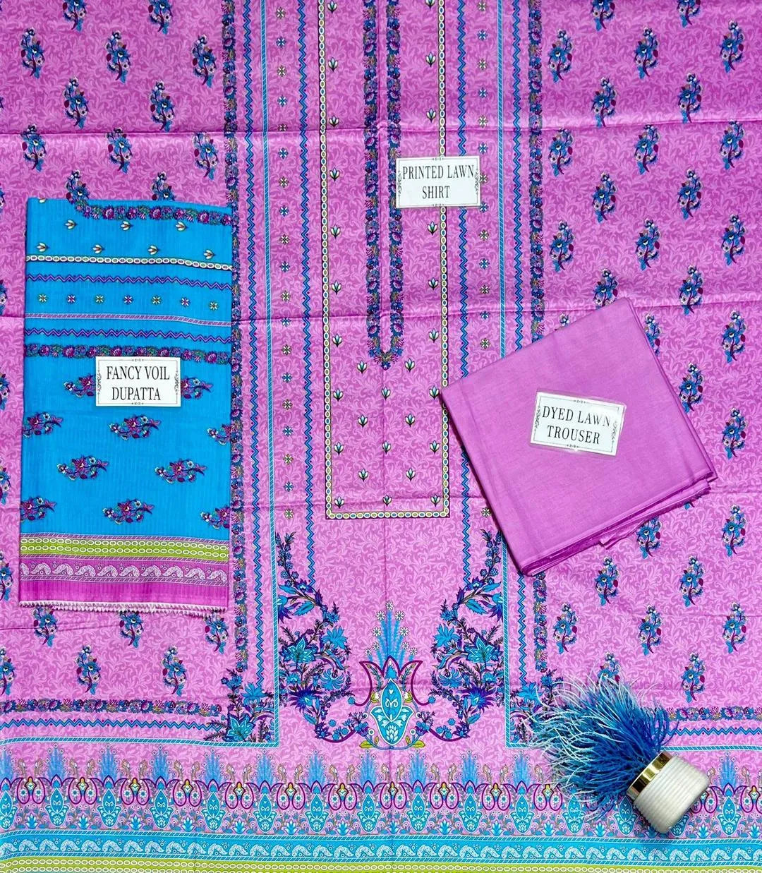 Pink Printed Lawn 3-Piece Suit Set