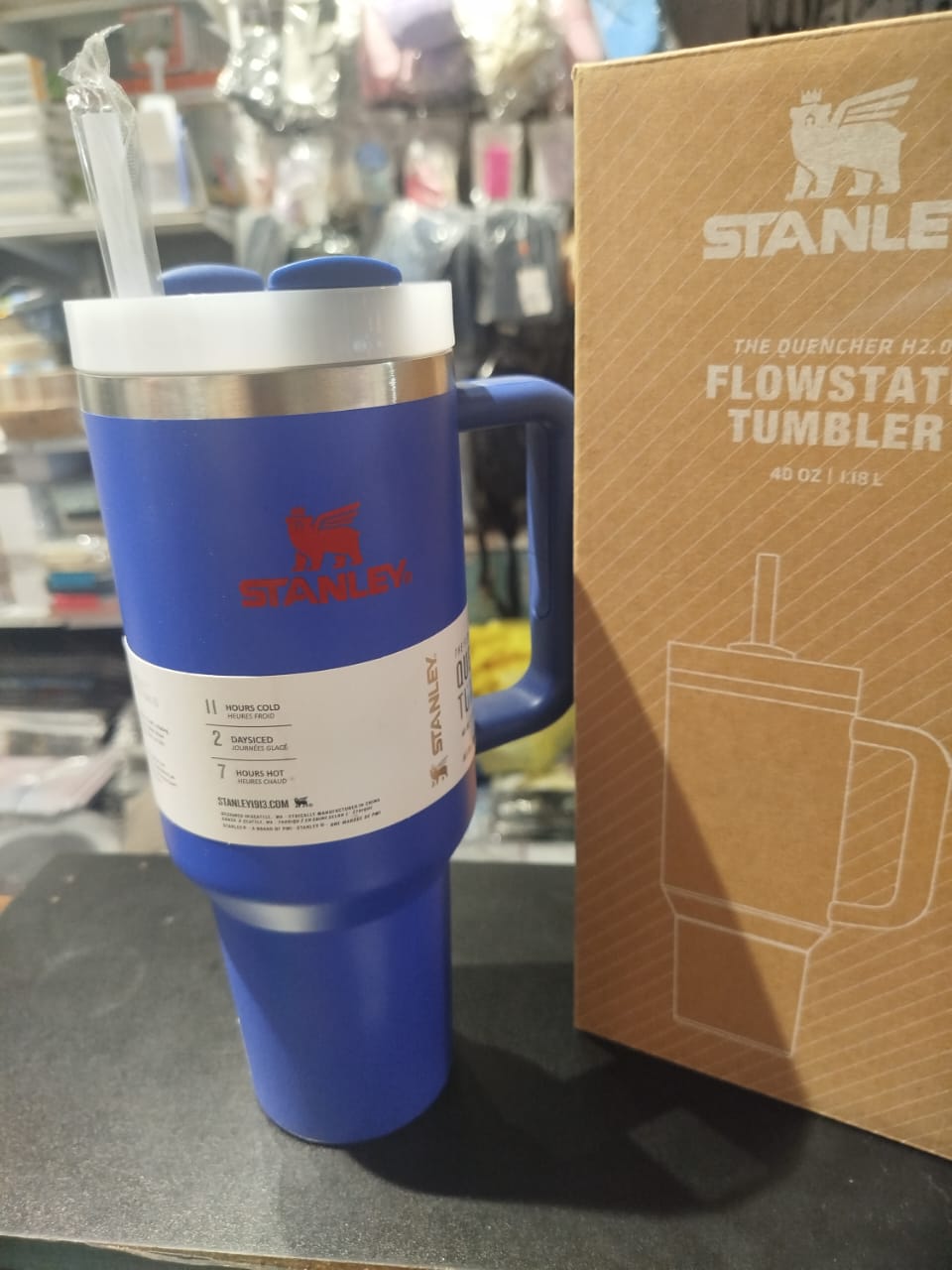 Stanley 40 Oz | (1200ML) Stainless Steel Vacuum Insulated Tumbler With Straw Leak Proof Quencher Cup For Hot And Cold Beverages - With Box | Random Color