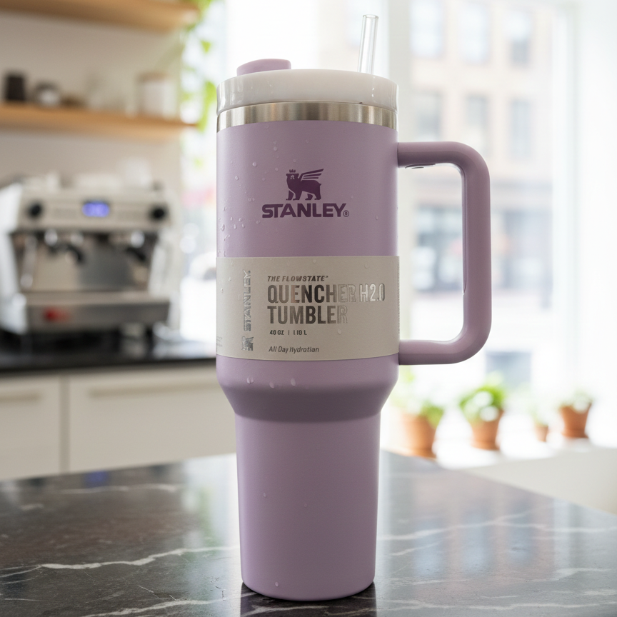 Stanley 40 Oz | (1200ML) Stainless Steel Vacuum Insulated Tumbler With Straw Leak Proof Quencher Cup For Hot And Cold Beverages - With Box | Random Color