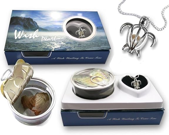 Pearlina Turtle Necklaces for Women/Men - Real Freshwater Cultured Pearl in oyster Set