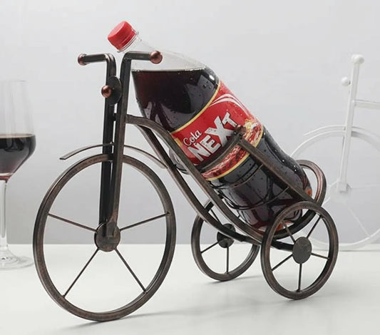 Vintage Tricycle Metal Bottle Rack for Home Decor