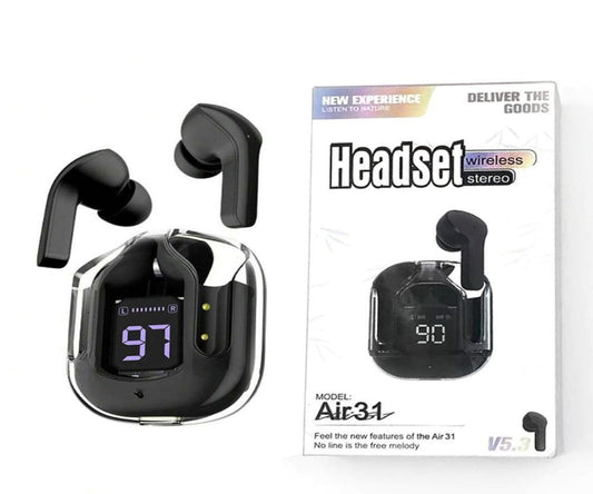 Black Smart Touch Earbuds Bluetooth 5.3 with Voice Assistant