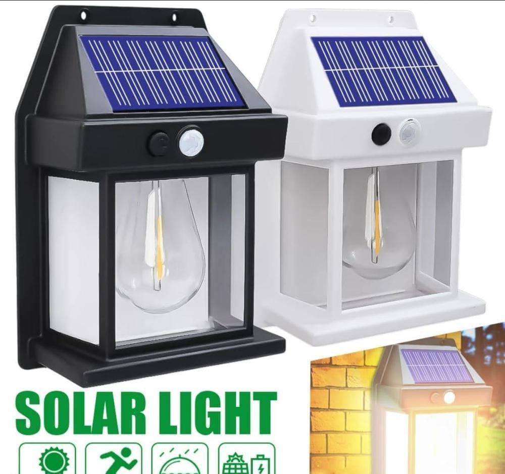 Solar Motion Sensor Lamp Black White ABS Outdoor