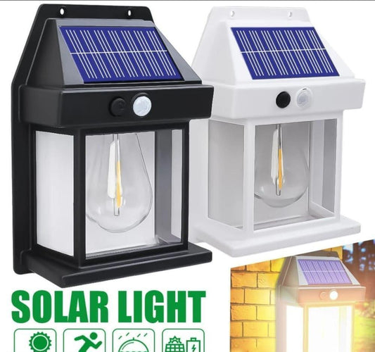 Solar Motion Sensor Lamp Black White ABS Outdoor