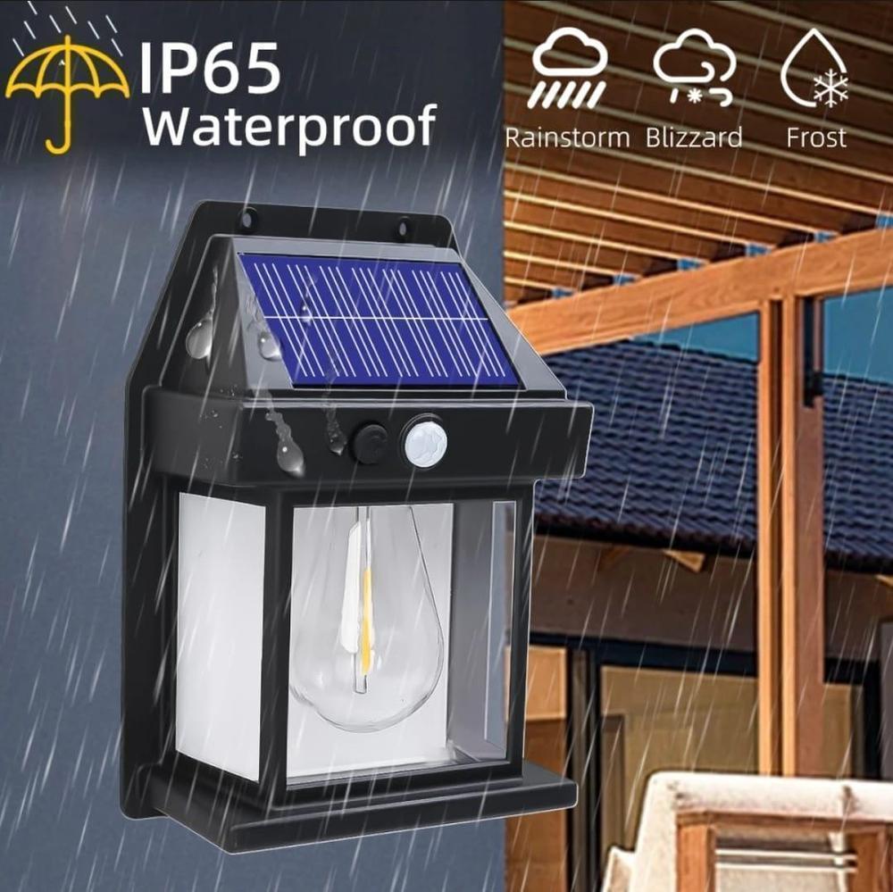 Solar Motion Sensor Lamp Black White ABS Outdoor