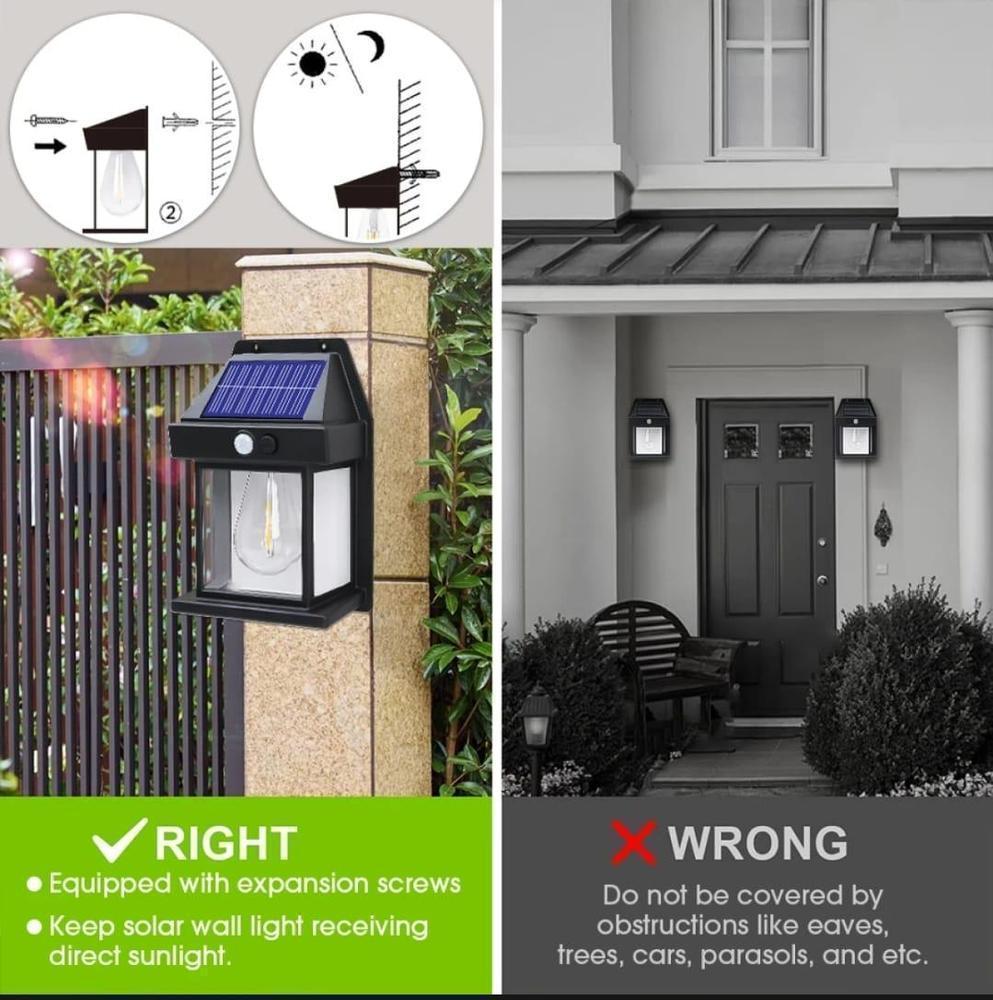Solar Motion Sensor Lamp Black White ABS Outdoor