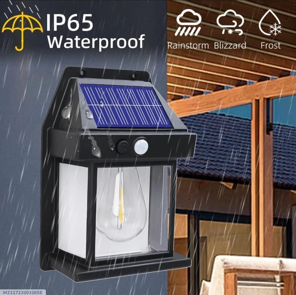 Solar Motion Sensor Lamp Black White ABS Outdoor