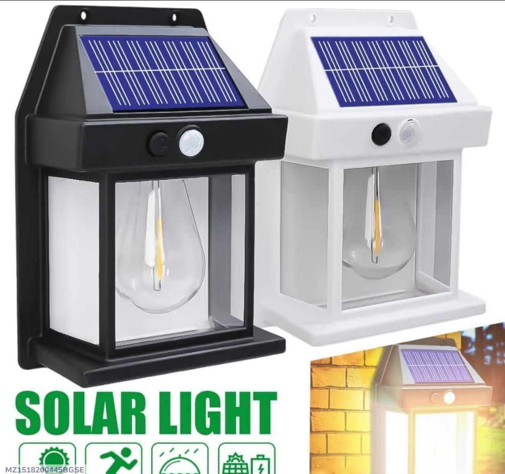Solar Motion Sensor Lamp Black White ABS Outdoor