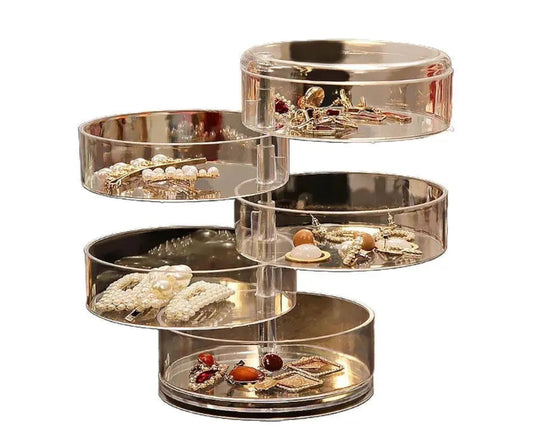 Multi-Tiered Jewelry Storage Stand with Transparent Design