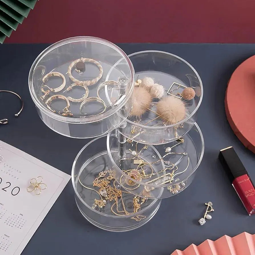 Multi-Tiered Jewelry Storage Stand with Transparent Design