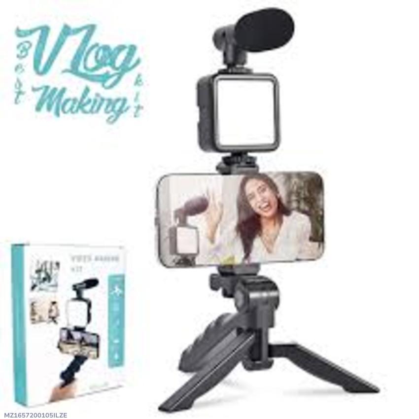 Smartphone Vlogging Kit for iPhone Android with Tripod Mini Microphone