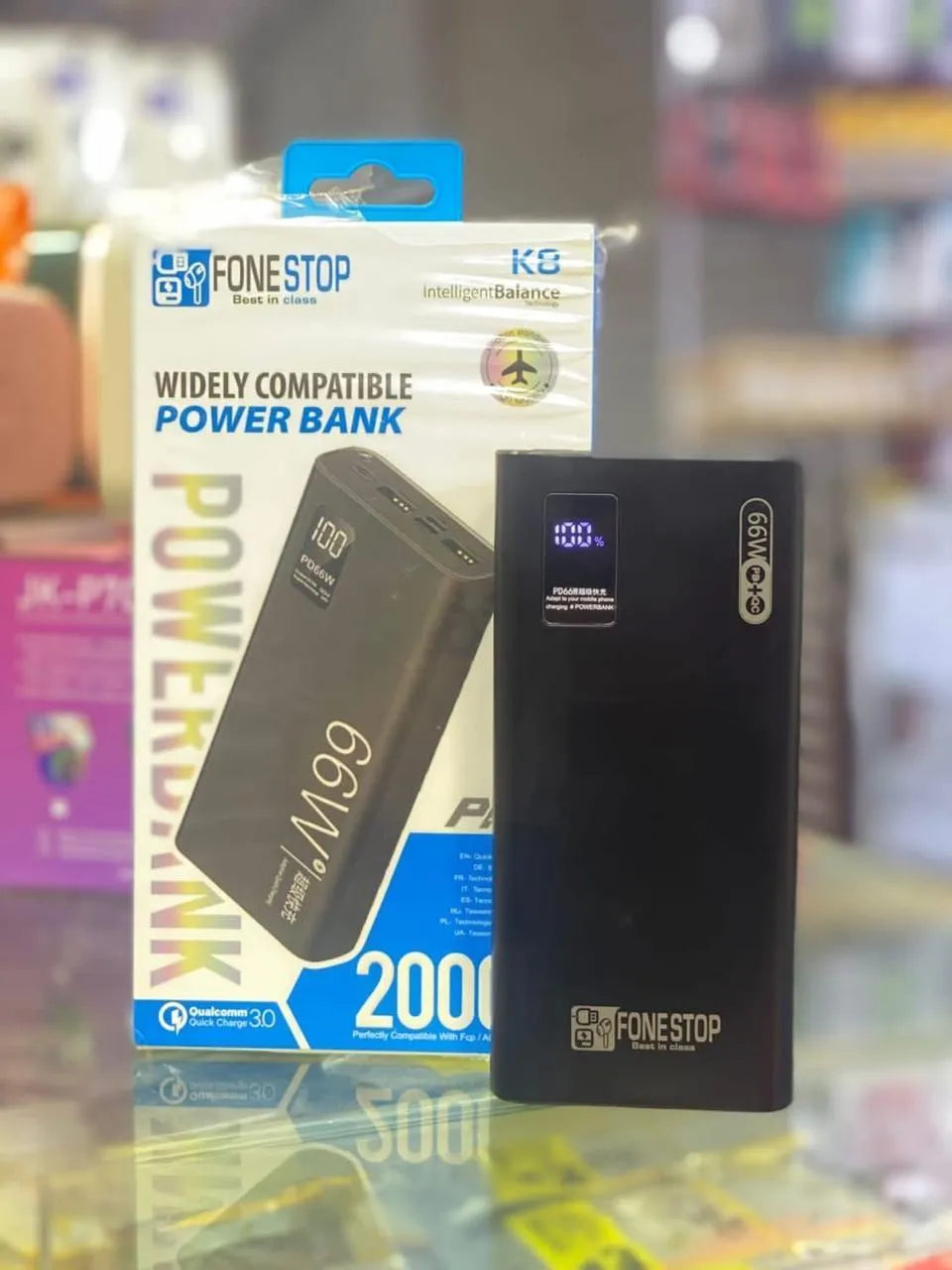 20000mAh Black Power Bank with 2 USB Ports