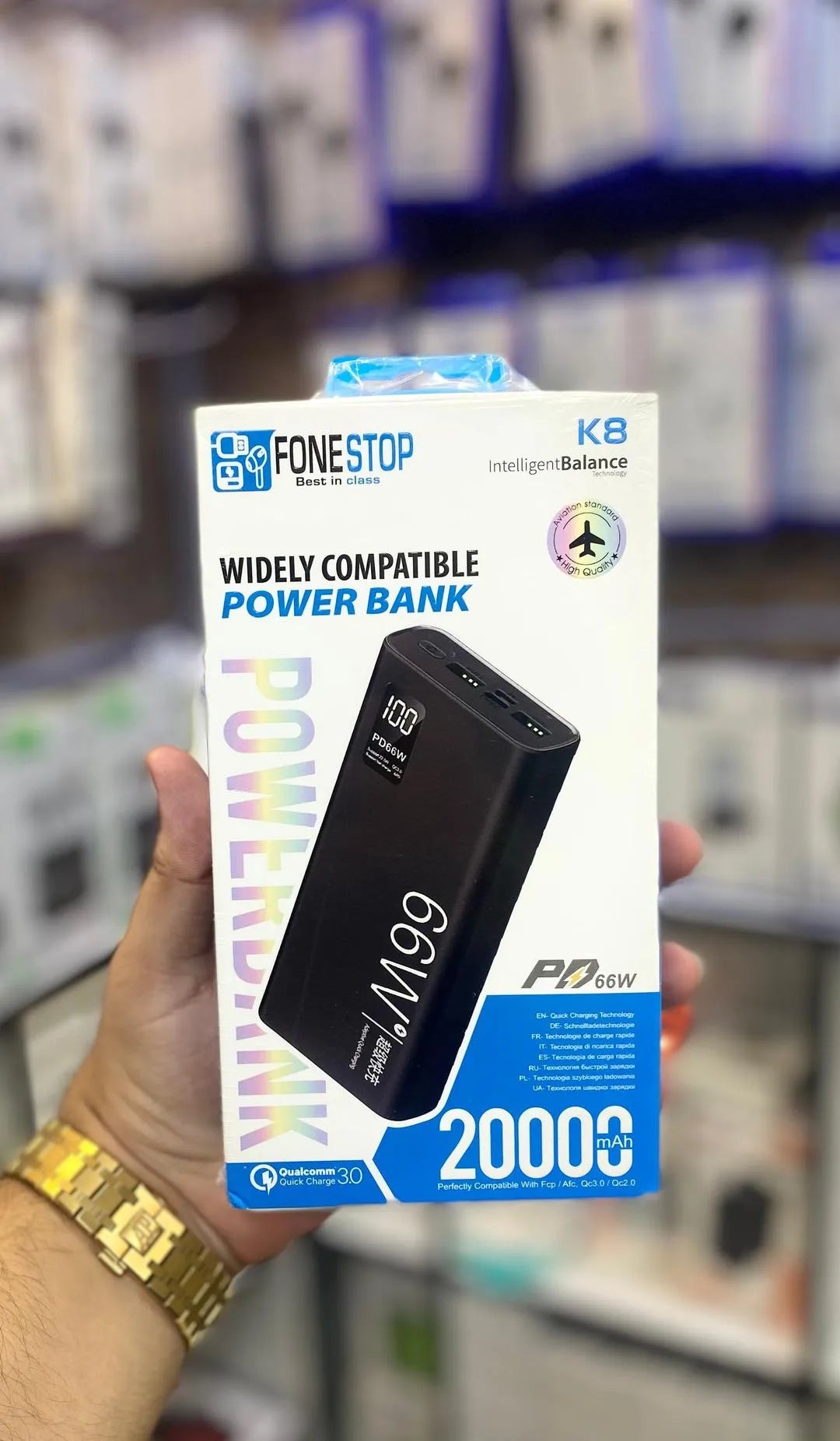 20000mAh Black Power Bank with 2 USB Ports