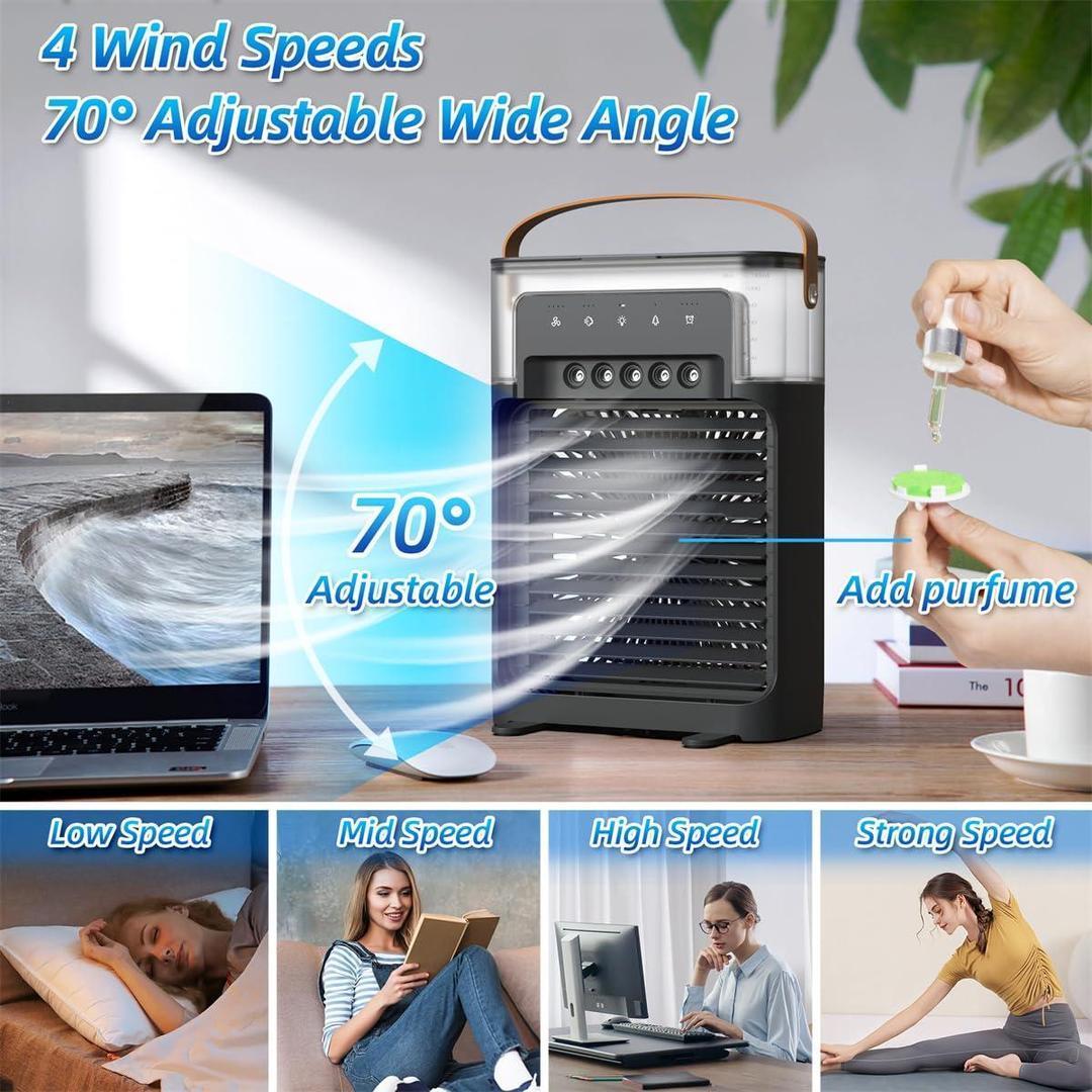 Mini Air Cooler 1200ml Water Tank 5 Sprays White