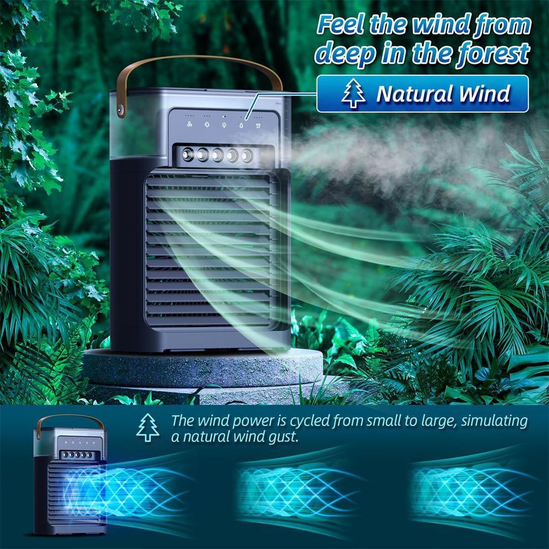 Mini Air Cooler 1200ml Water Tank 5 Sprays White
