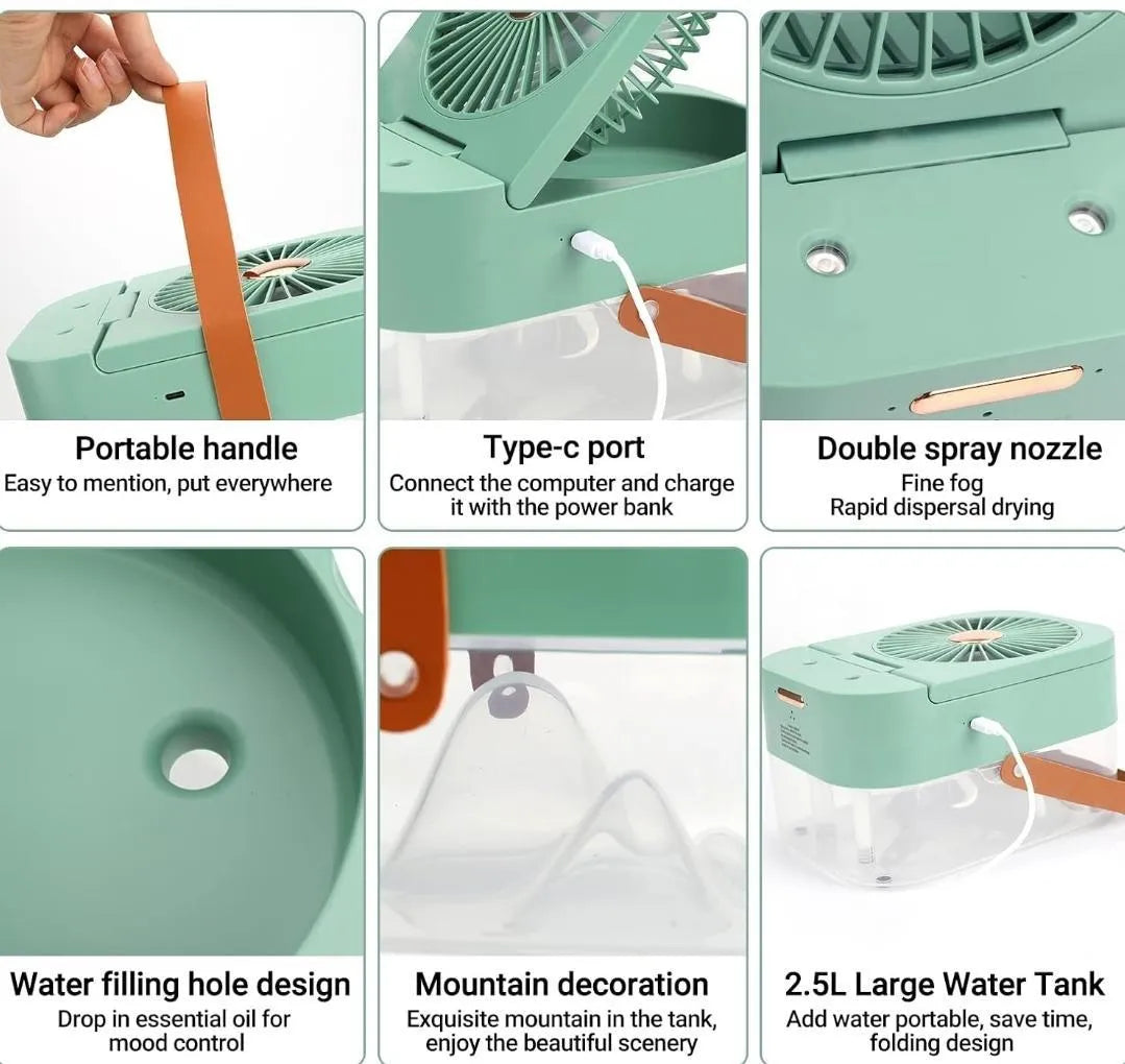 Desk Fan with Mist & Remote Control