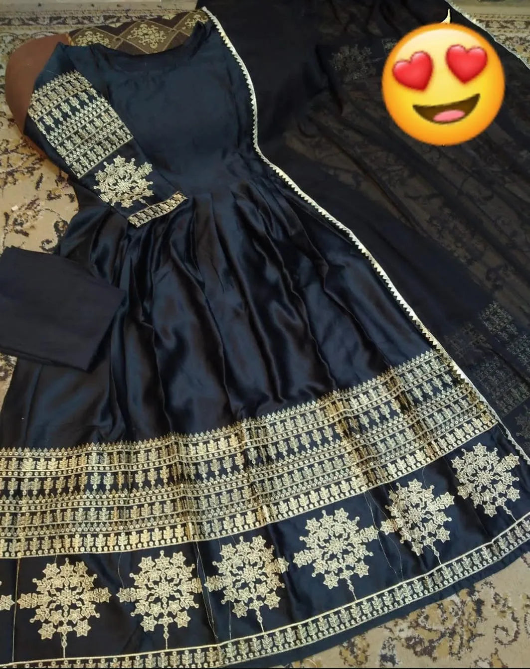 3 Pcs Women's Stitched Shamoz Silk Embroidered Maxi And Trouser