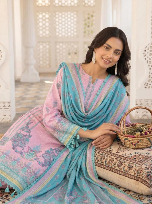 Pink Printed Lawn 3-Piece Suit Set