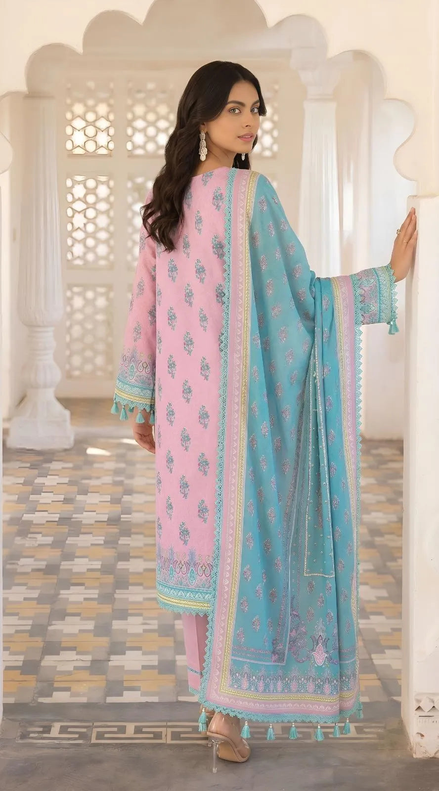 Pink Printed Lawn 3-Piece Suit Set