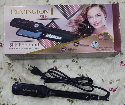 Silk-Rebounding Hair Straightener Black Ceramic Medium Heat