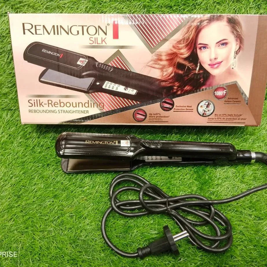 Silk-Rebounding Hair Straightener Black Ceramic Medium Heat