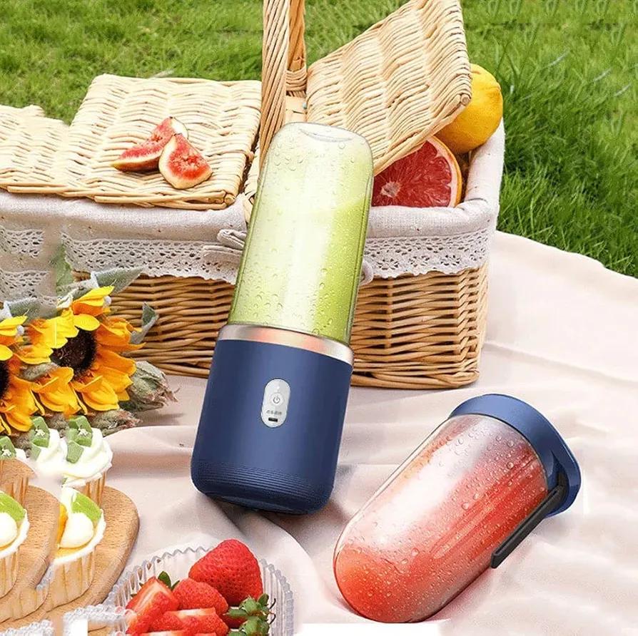 2-in-1 Electric Juicer Blender Blue Portable ABS