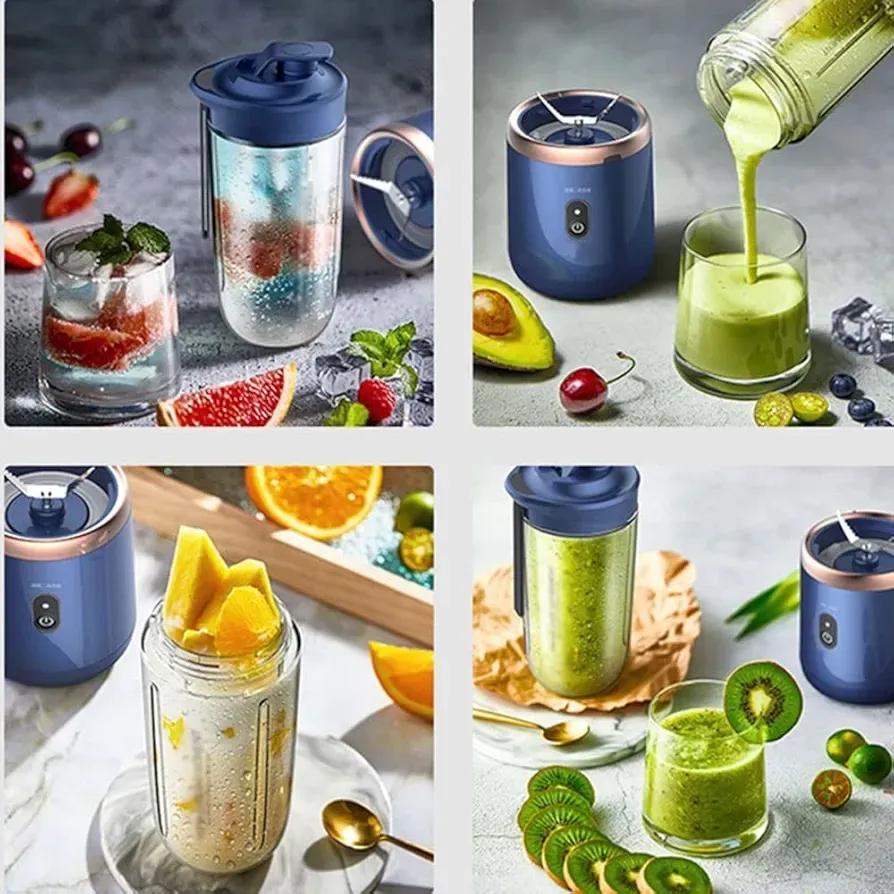 2-in-1 Electric Juicer Blender Blue Portable ABS
